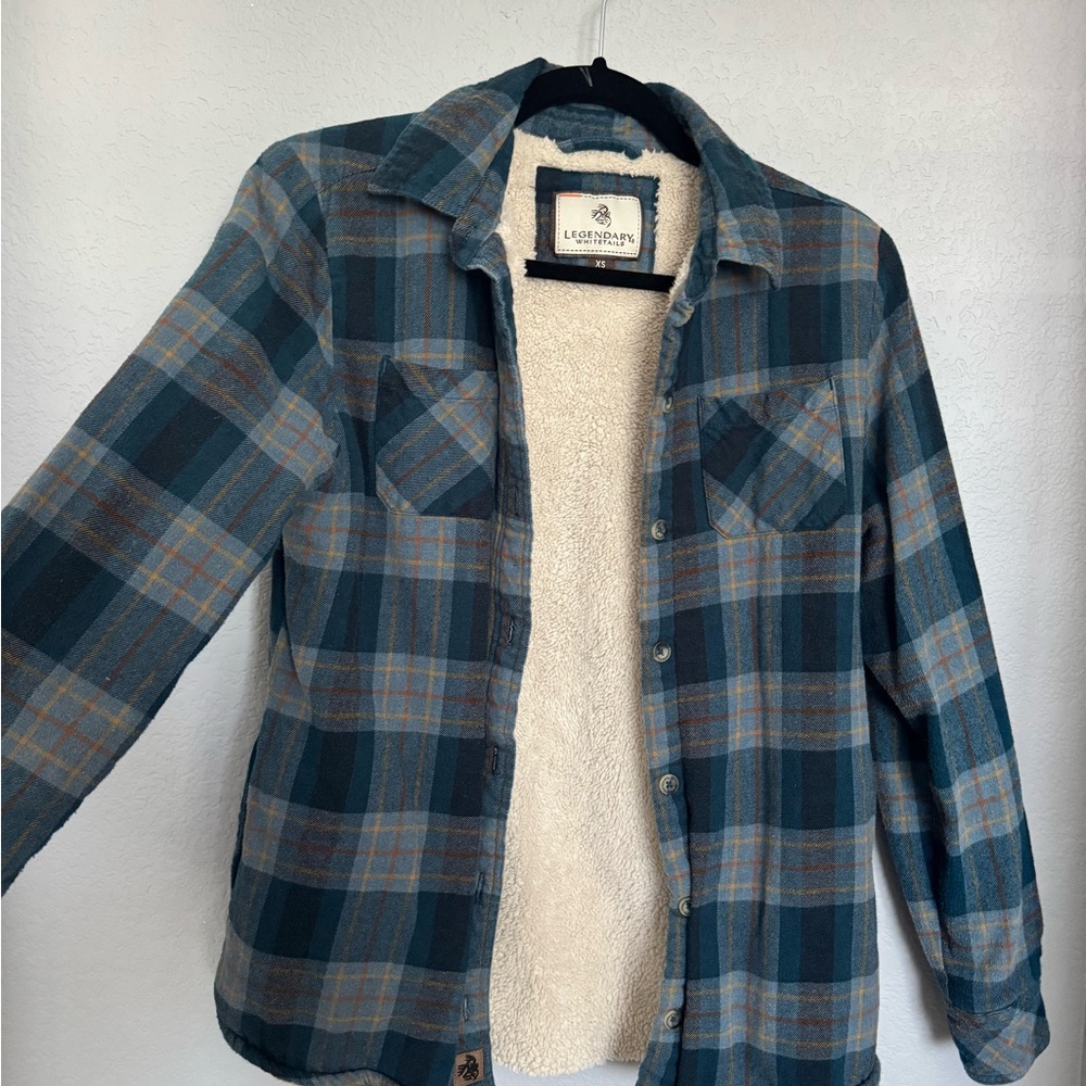 Legendary Whitetails Blue and Orange Plaid Shirt